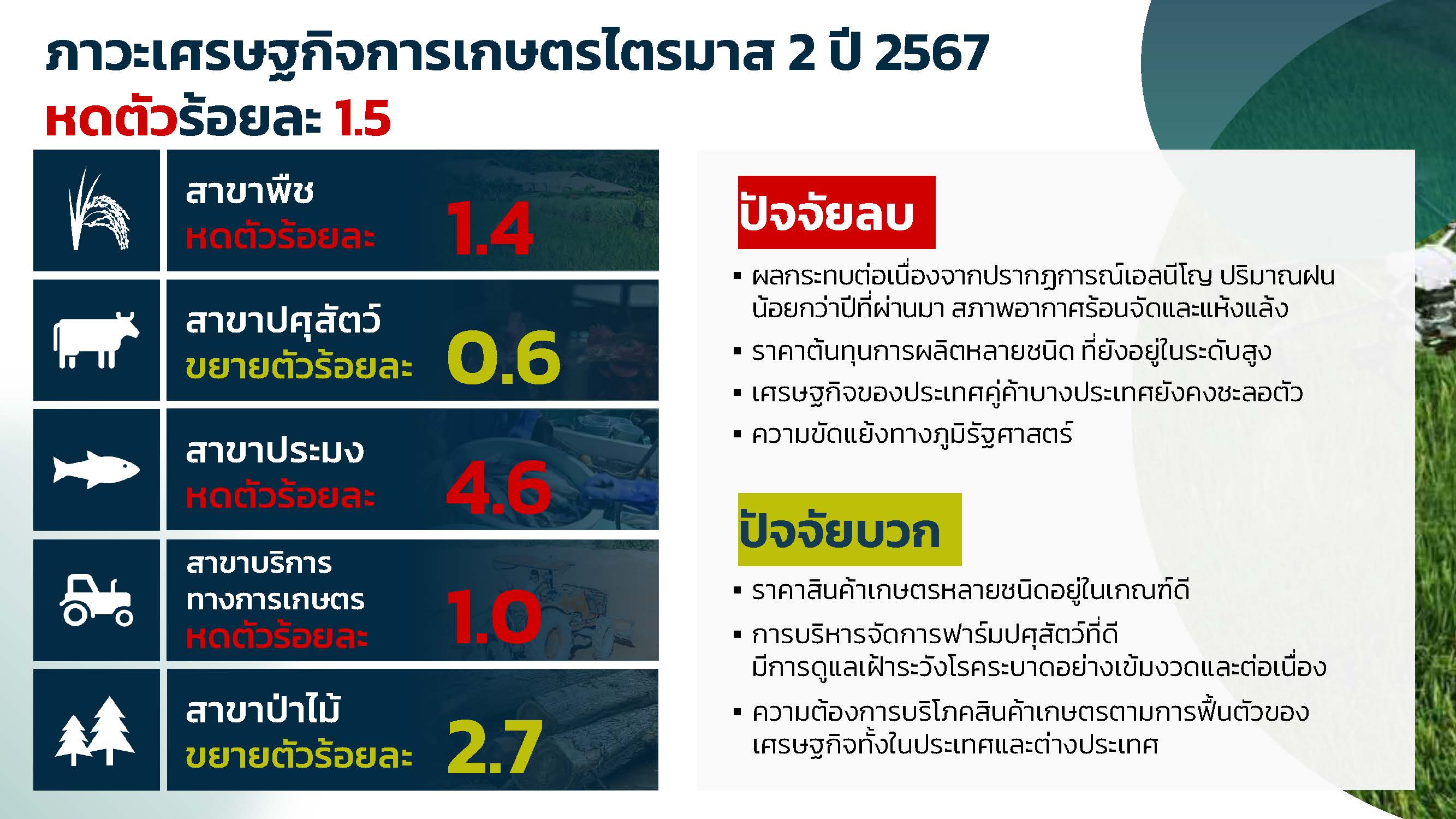 PPT ภาวะเศรษฐกิจการเกษตรไตรมาส 2 ปี 2567 ปรับ 2 Page 1